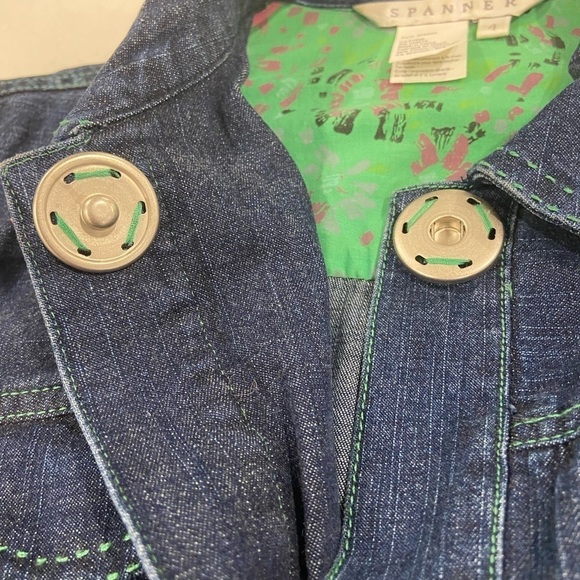 Spanner Jean Jacket Size 4 Embellished With Brooches - Picture 7 of 10